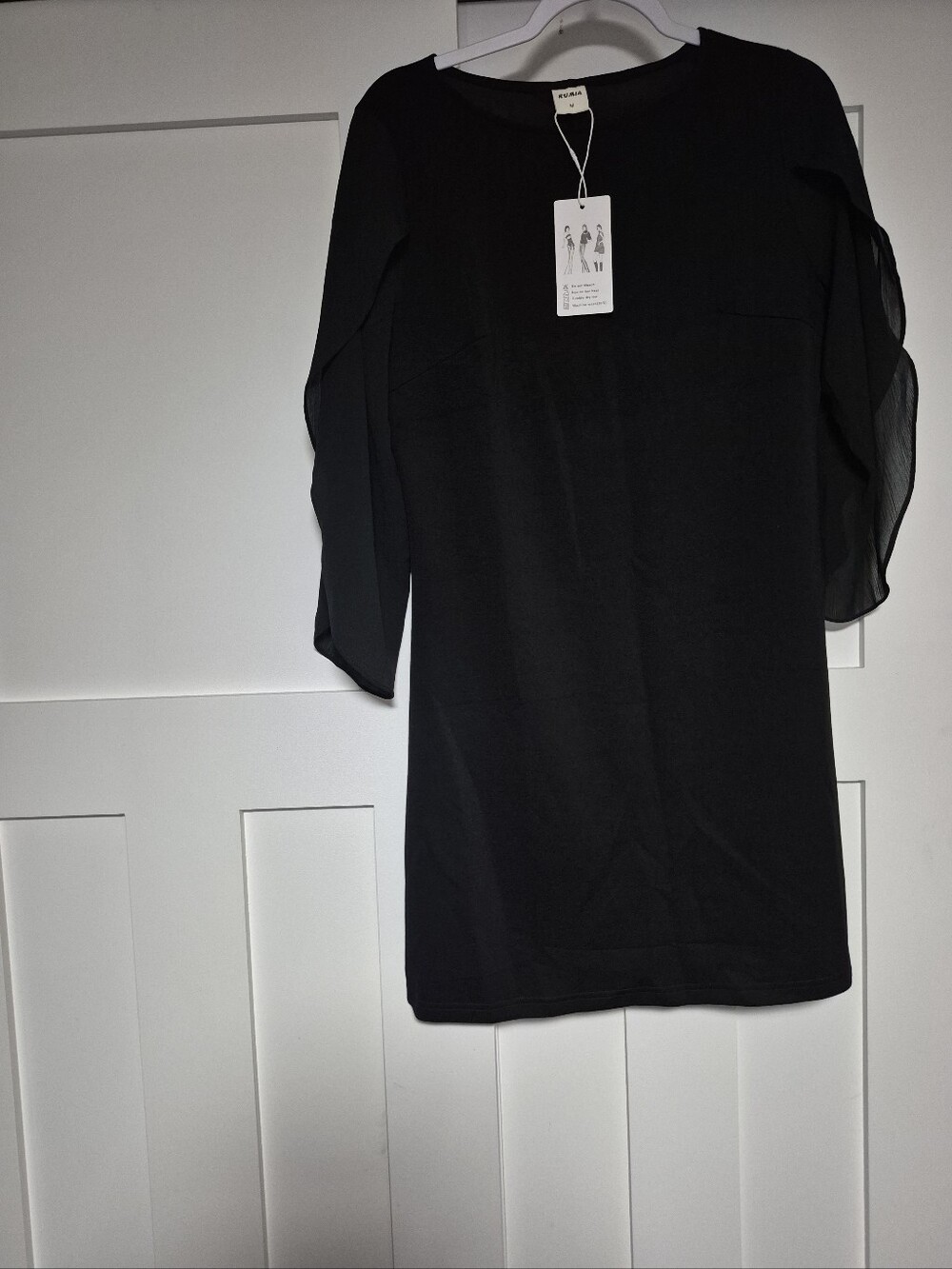 Black Sheer Sleeve Shift Dress